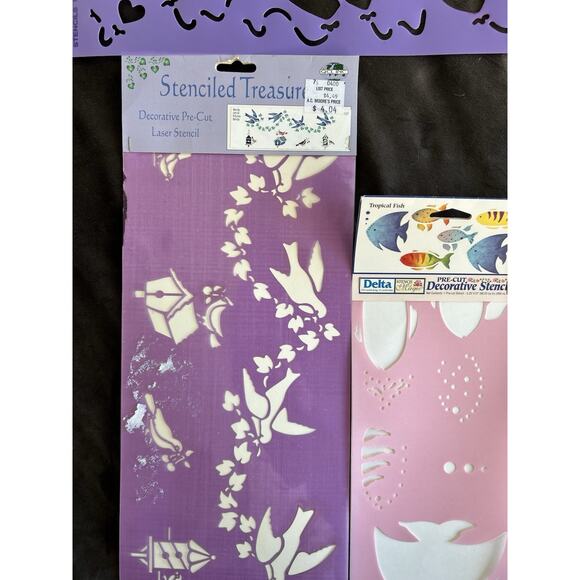 10 STENCILS Variety Birds Fish Sorts Airplanes Letters Hearts New & Used Lot 10 - Picture 4 of 8